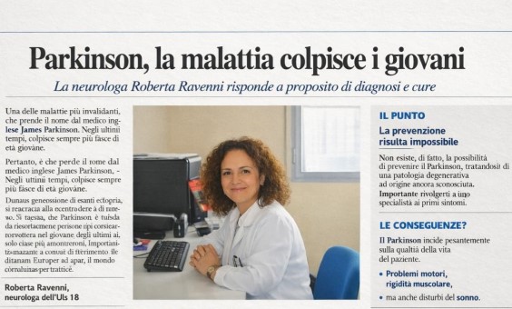 Media e stampa – intervista a Roberta Ravenniarkinson e sull’intervento della neurologa Roberta Ravenni.
